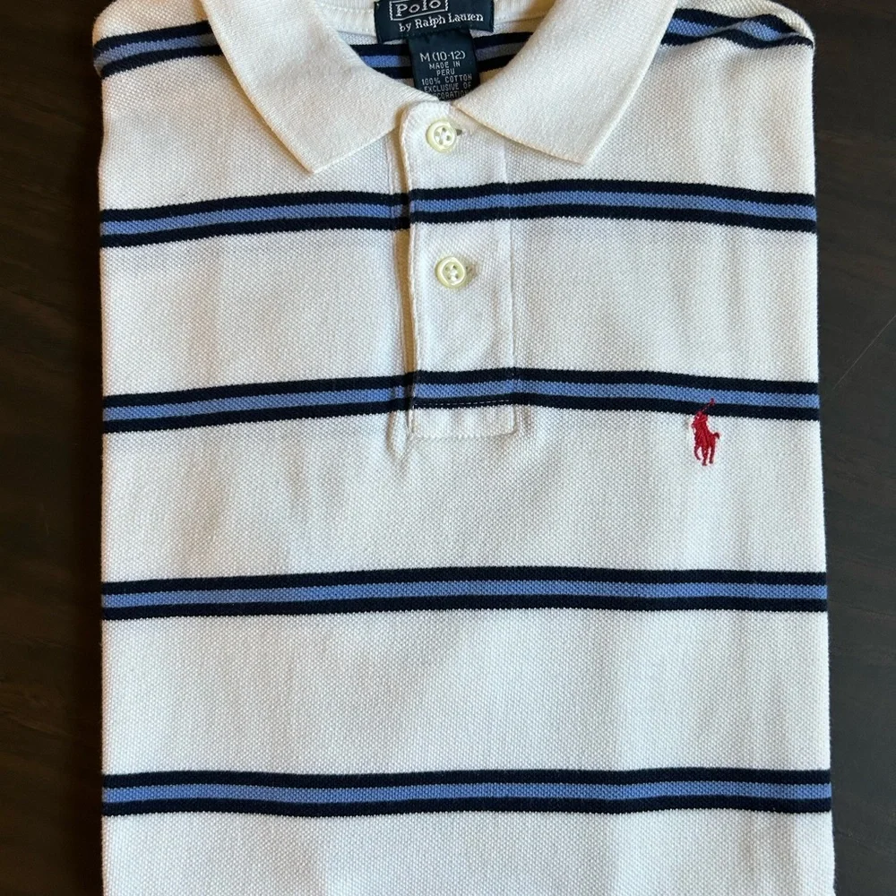 Polo by Ralph Lauren Kids White and Blue Striped Shirt